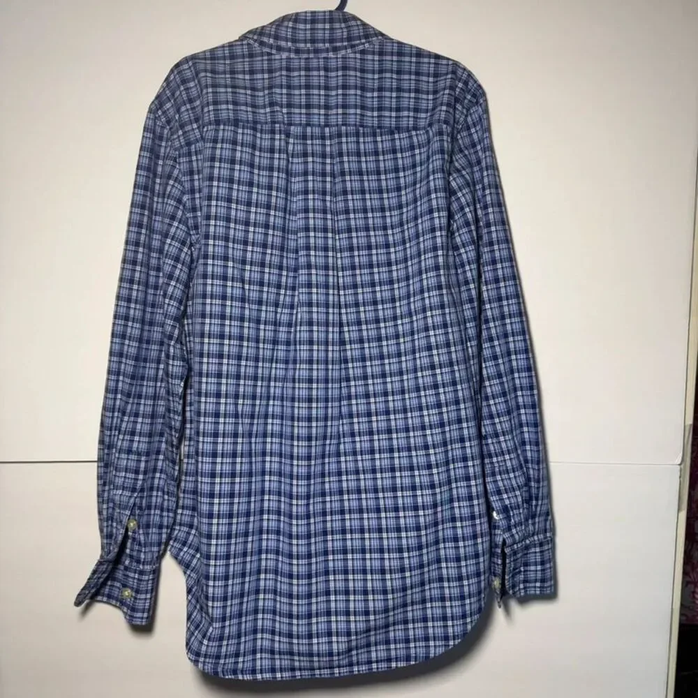 Ralph Lauren Boys Blue Plaid Cotton Button-Down Shirt M 10–12